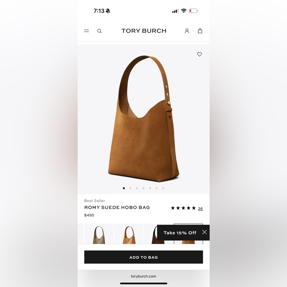 Tory Burch Brown Suede Shoulder Bag